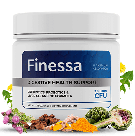 Finessa digestive health powder bottle — gut-liver support supplement